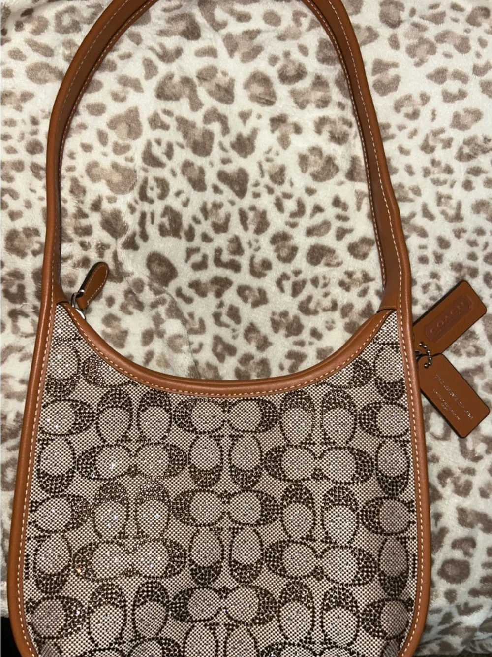Coach Signature Jacquard Crystal Shoulder Bag - Picture 2 of 5